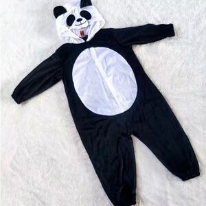 NWOT Unisex Panda Animal Halloween Costume Kids Plush Hooded Pajamas Size XLARGE